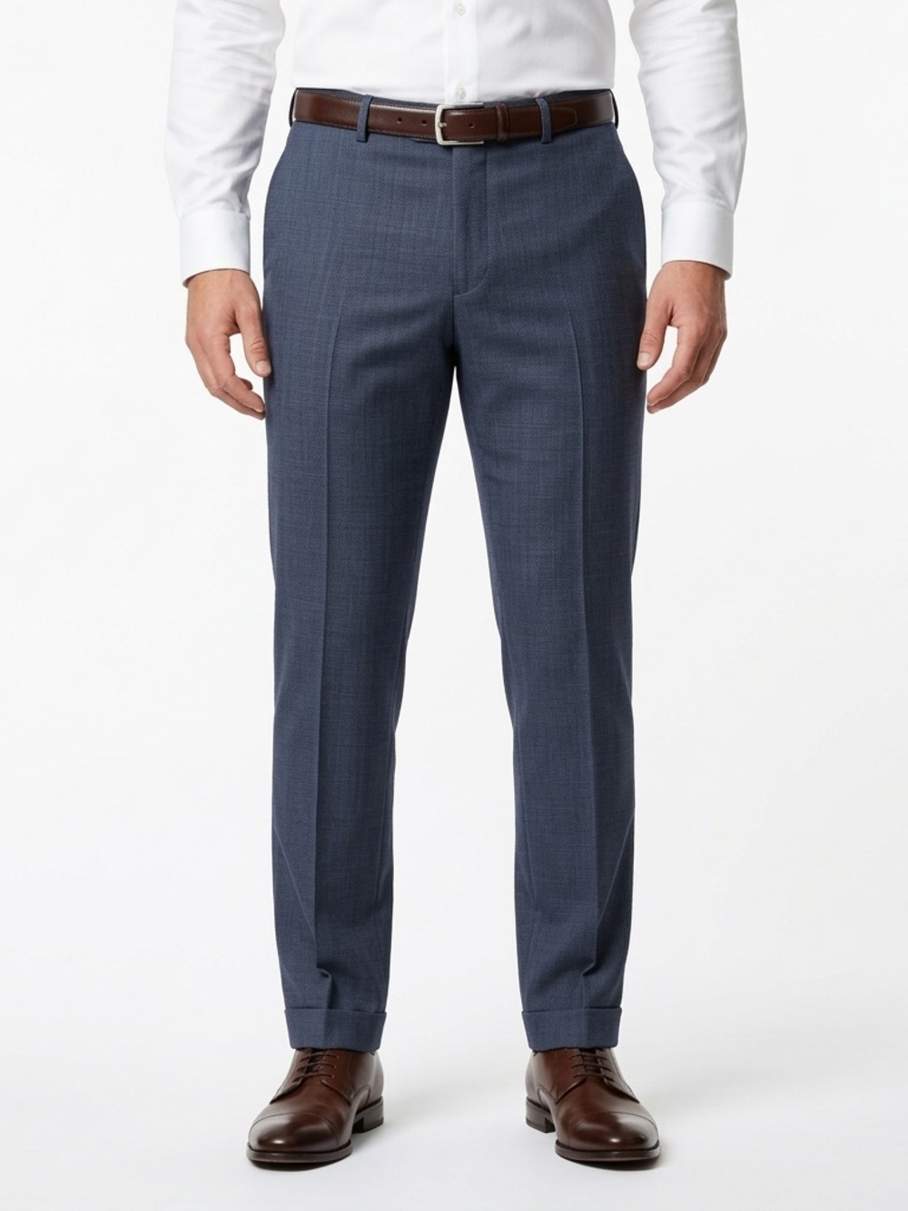 Canali Navy Textured Dress Trousers